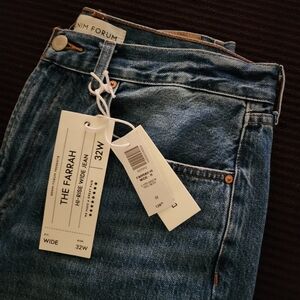 Denim Forum The Farrah Blue Jeans From Aritzia, Hi Waist And wide Leg